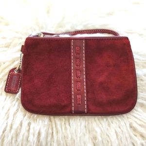 COACH Vintage Hampton Suede Small Wristlet Bordeaux Wine Burgundy Maroon F40788